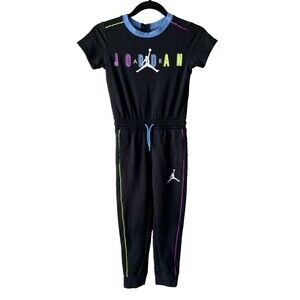 Air Jordan Girls' Multicolor Short Sleeve Jumpsuit 8-10YRS Elastic Waist
